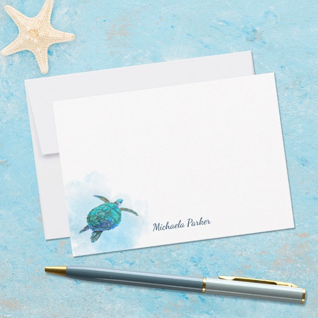 Sea Turtle Watercolor Ocean Personalised Card (Creator Uploaded)