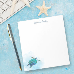 Sea Turtle Watercolor Ocean Personalised Notepad