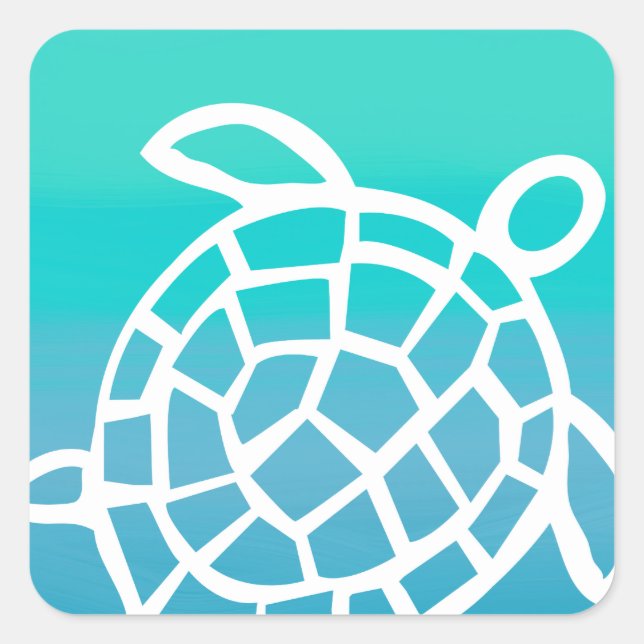 Sea Turtle Watercolor Ocean Square Sticker (Front)