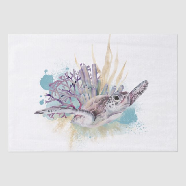 Sea Turtle Watercolor Tissue Paper (Front)