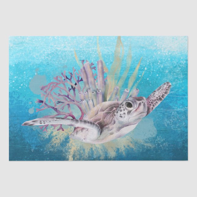Sea Turtle Watercolor Tissue Paper (Front)
