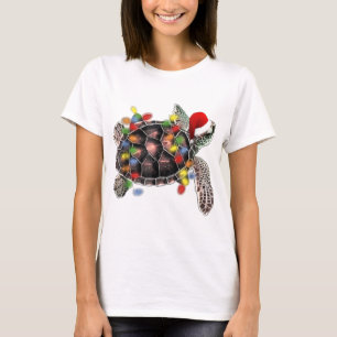 Sea turtle wearing santa hat merry christmas T-Shirt