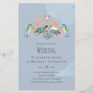 Sea Turtle Wedding Featuring Bride and Groom
