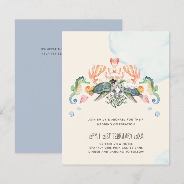 Sea Turtle Wedding Featuring Bride and Groom (Front/Back)