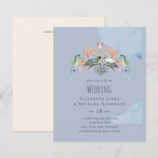 Sea Turtle Wedding Featuring Bride and Groom (Front/Back)