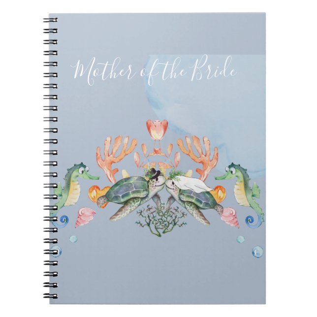Sea Turtle Wedding Featuring Bride and Groom Notebook (Front)
