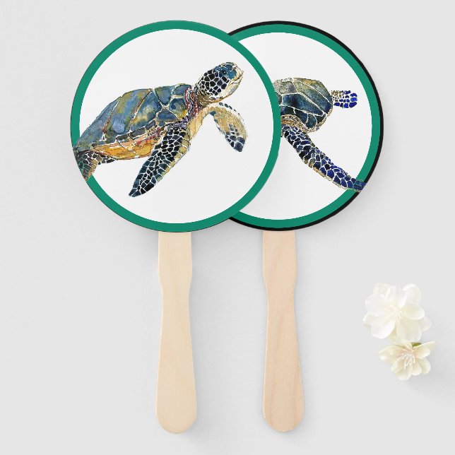 Sea Turtle Wildlife Amphibian Wildlife Hand Fan (Front and Back)