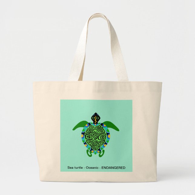  Sea TURTLE - Wildlife warrior - Ecology - Aqua  Large Tote Bag (Front)