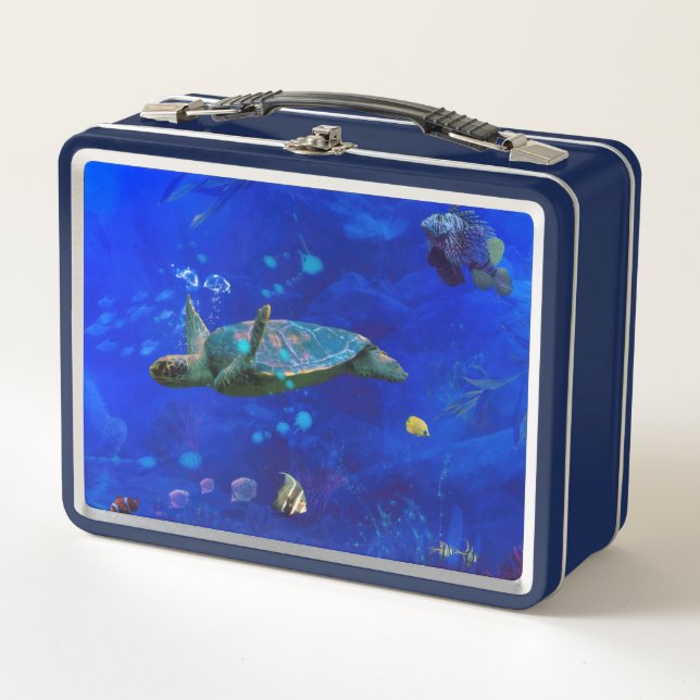 Sea Turtle WIND ON THE WATER Metal Lunch Box (Front)