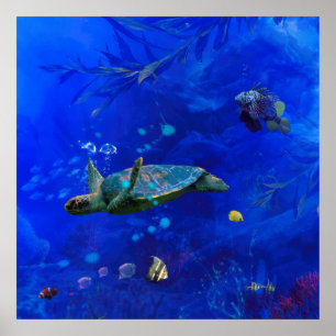 SEA TURTLE WIND ON THE WATER POSTER