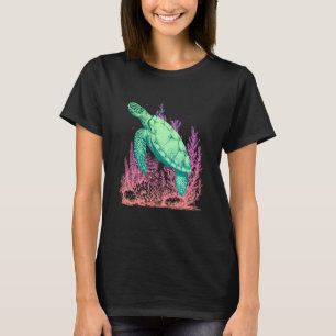 Sea Turtle with Tropical Coral Reef Ocean Vibes T-Shirt
