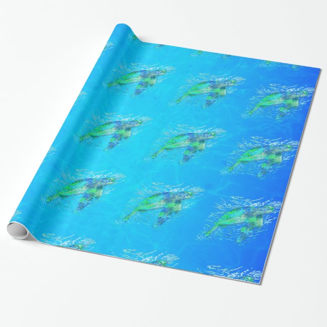 Sea Turtle Wrapping Paper (Unrolled)