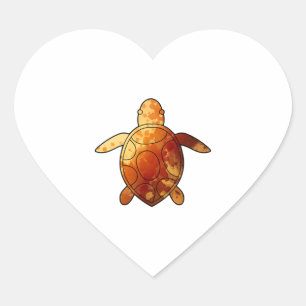 Sea Turtle yellow watercolor Heart Sticker