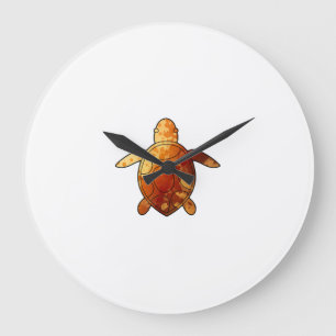 Sea Turtle yellow watercolor Large Clock
