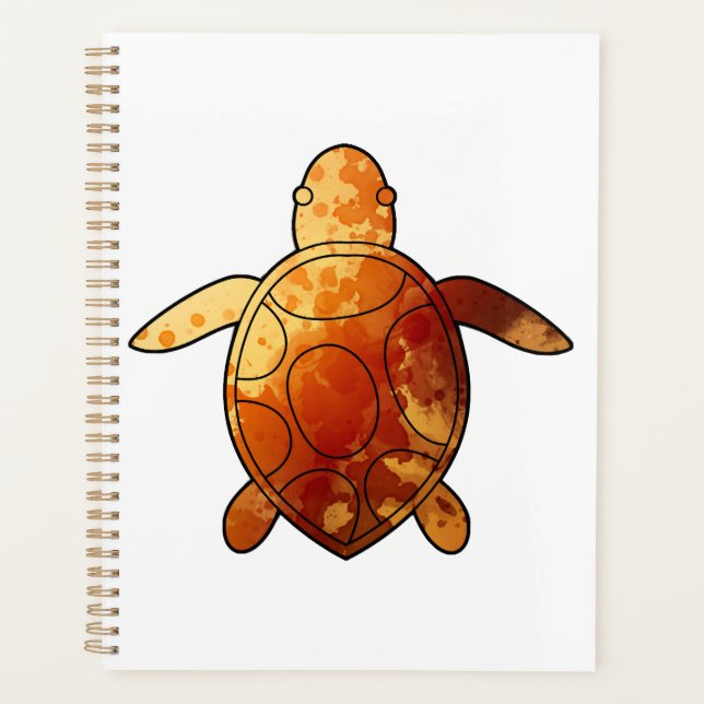 Sea Turtle yellow watercolor Planner (Front)
