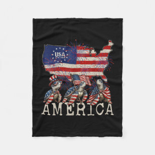 Sea turtles american flag independence day fleece blanket