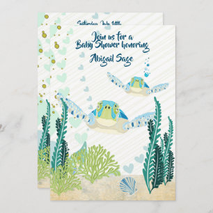 Sea Turtles and Hearts Beach Baby Shower Invitation