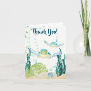 Sea Turtles and Hearts Ocean Beach Thank You Card