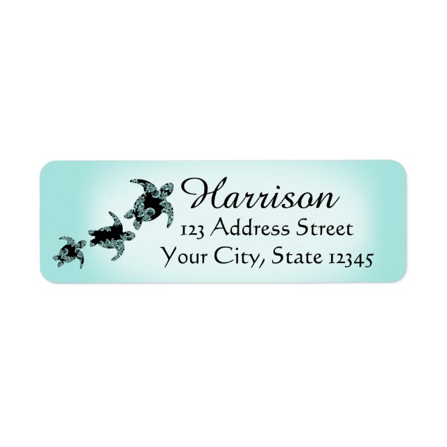 Sea Turtles Aqua Return Address Label (Front)
