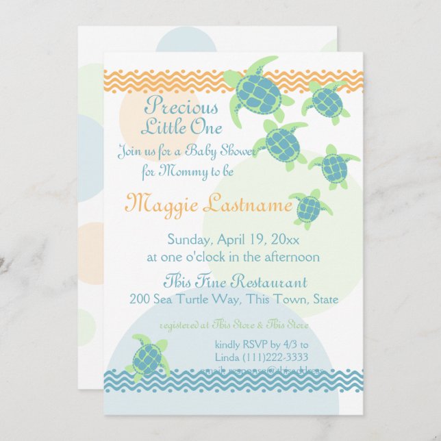 Sea Turtles Baby Shower Invitation (Front/Back)