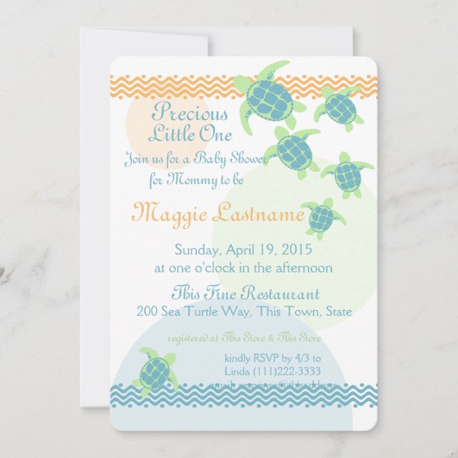 Sea Turtles Baby Shower Invitation (Front)