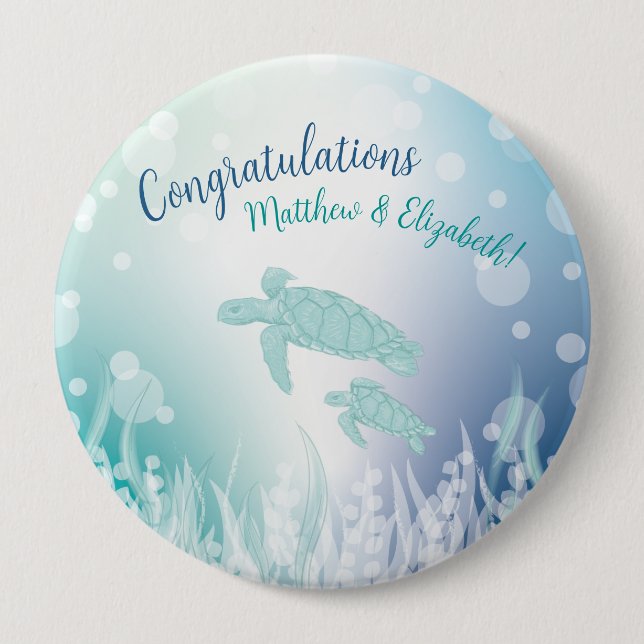 Sea Turtles Baby Shower Under the Sea 10 Cm Round Badge (Front)