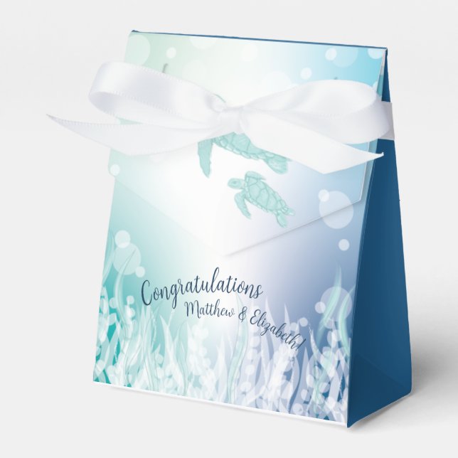 Sea Turtles Baby Shower Under the Sea Favour Box (Front Side)