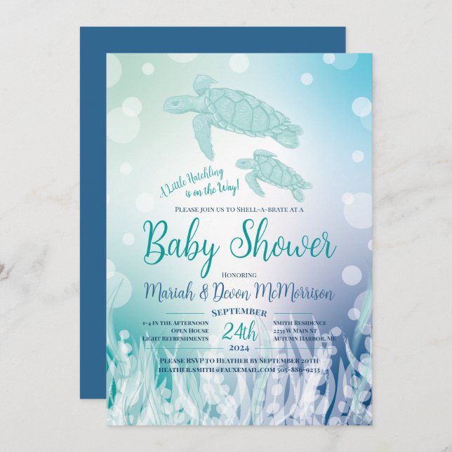 Sea Turtles Baby Shower Under the Sea Invitation (Front/Back)