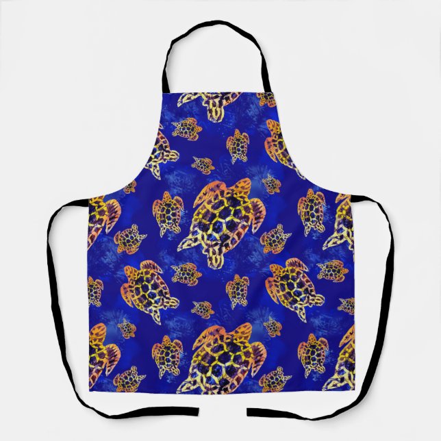 Sea Turtles Batik African Art Apron (Front)