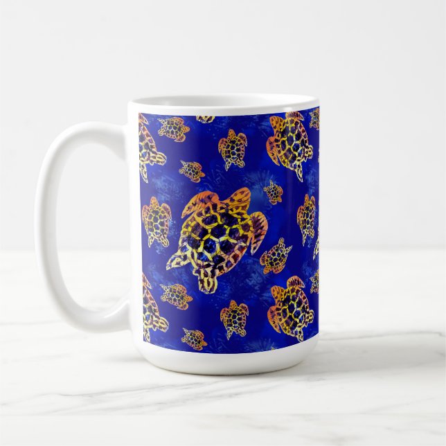 Sea Turtles Batik African Art Coffee Mug (Left)