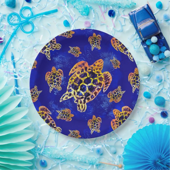 Sea Turtles Batik African Art Paper Plate (Party)