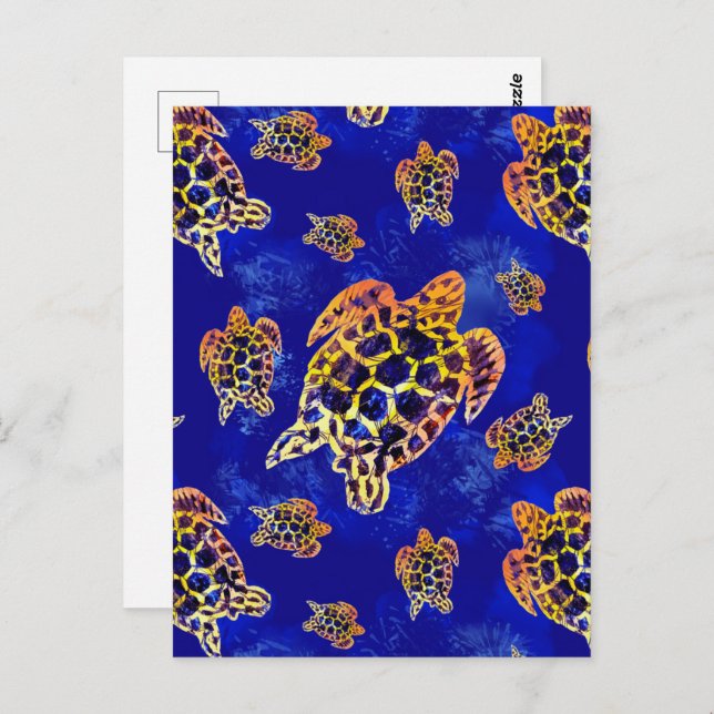 Sea Turtles Batik African Art Postcard (Front/Back)