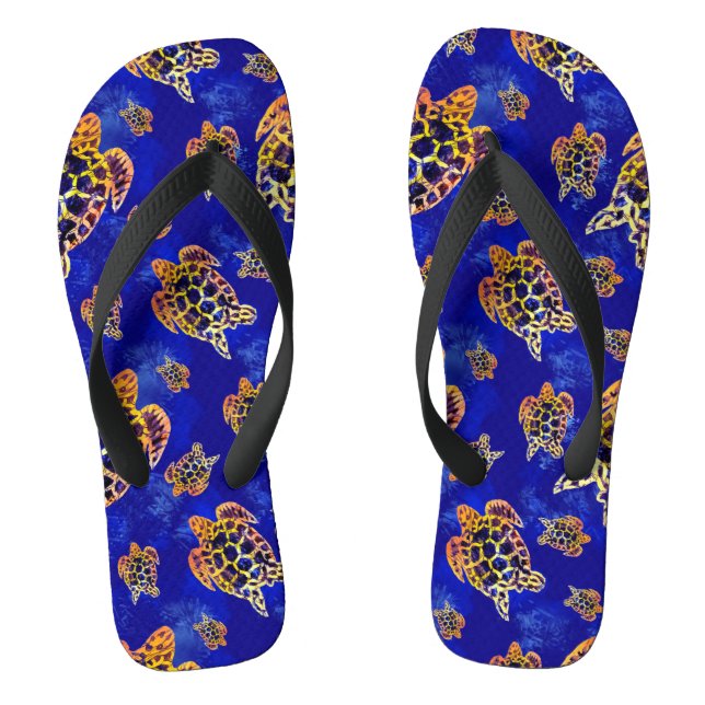 Sea Turtles Batik African Art Thongs (Footbed)