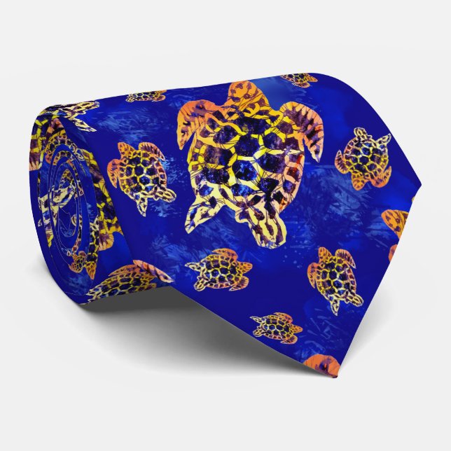 Sea Turtles Batik African Art Tie (Rolled)