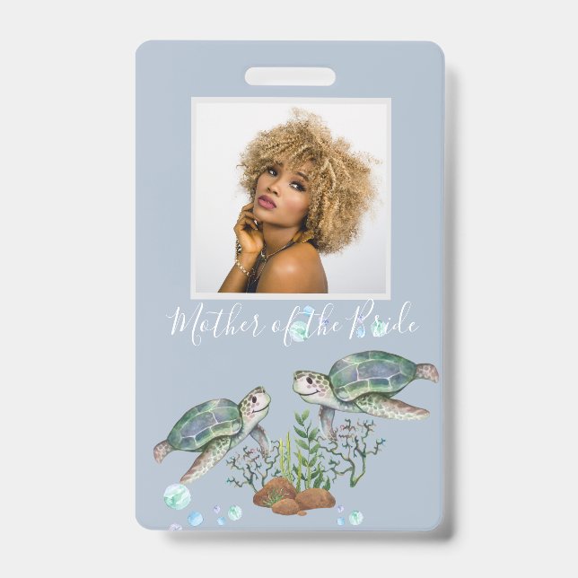 Sea Turtles Beach Wedding ID Badge (Front)