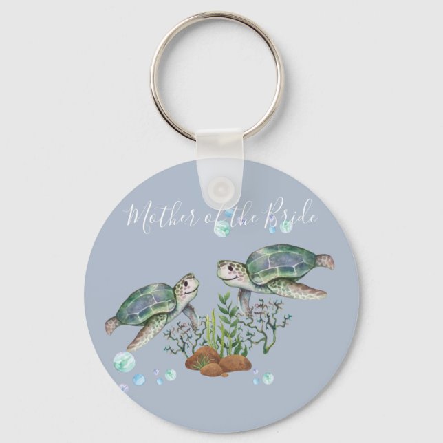 Sea Turtles Beach Wedding Key Ring (Front)