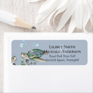 Sea Turtles Beach Wedding Label Return Address Label