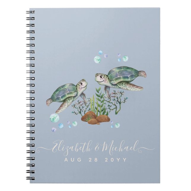 Sea Turtles Beach Wedding Notebook (Front)