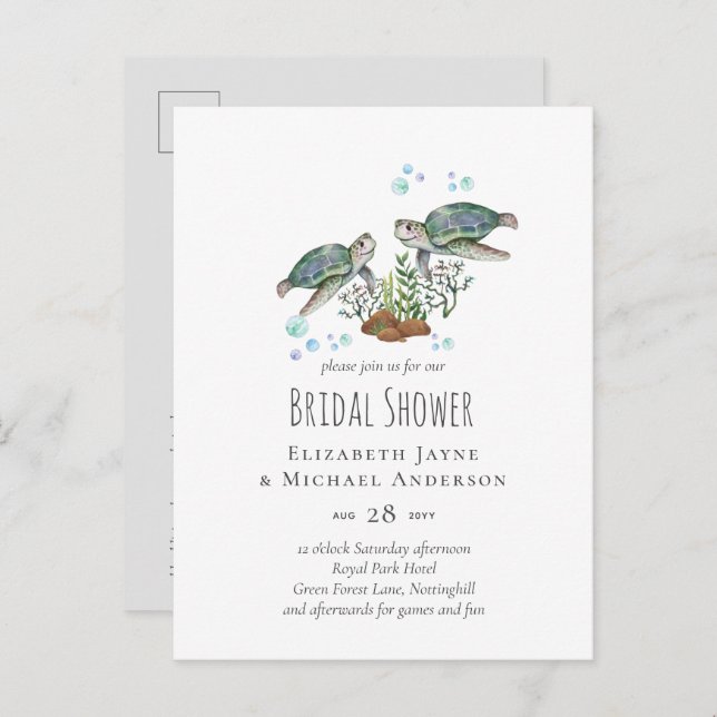 Sea Turtles Beach Wedding Postcard (Front/Back)