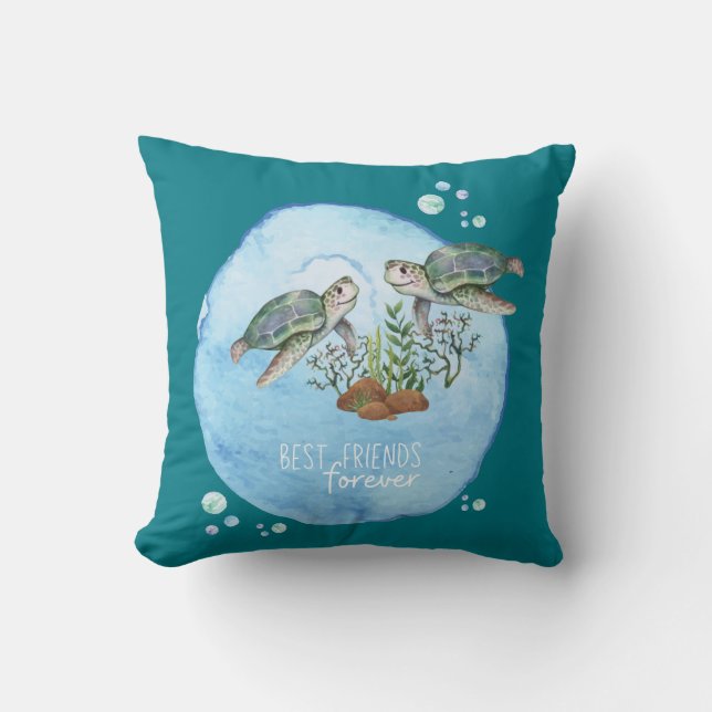 Sea Turtles BFFs - Personalised Best Friends Gifts Cushion (Front)