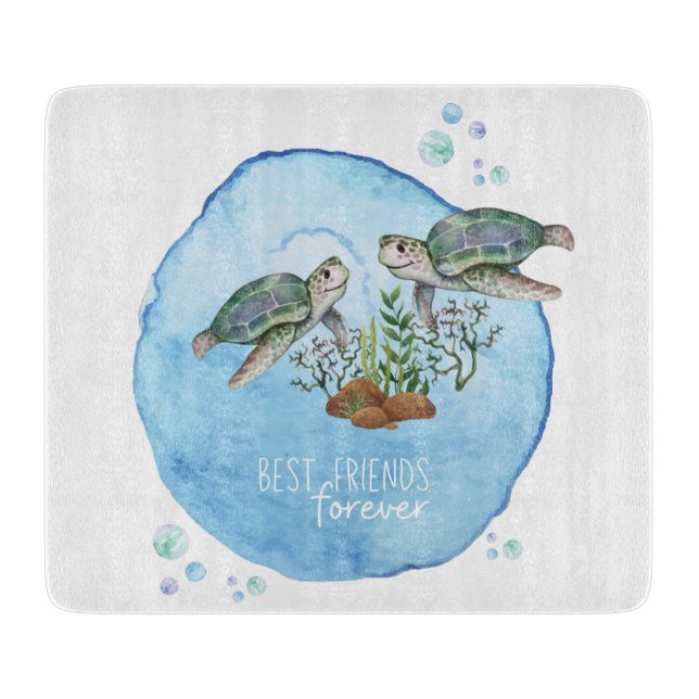 Sea Turtles BFFs - Personalised Best Friends Gifts Cutting Board (Front)