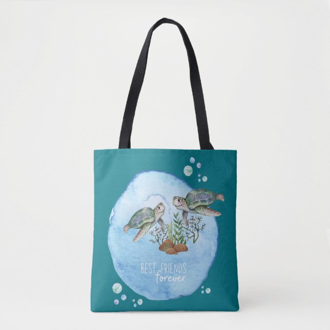 Sea Turtles BFFs - Personalised Best Friends Gifts Tote Bag (Front)