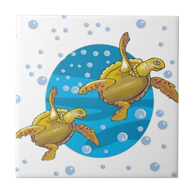 Sea Turtles Ceramic Tile (Front)