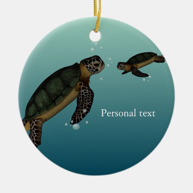 Sea Turtles Ceramic Tree Decoration (Front)