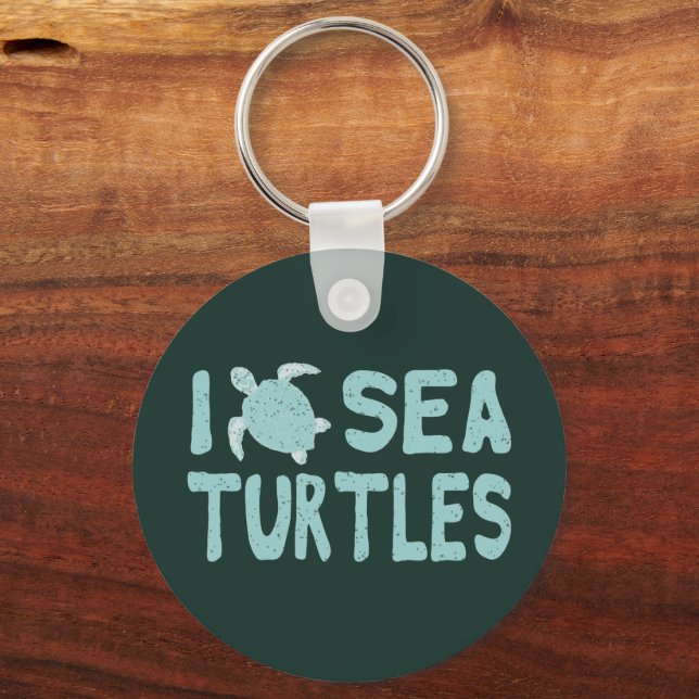 Sea Turtles Cute Blue Aquatic Key Ring (Front)