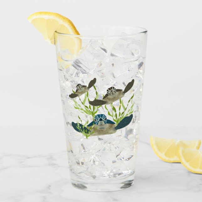 Sea Turtles Drinking Glass (Front Ice)