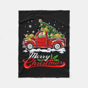 Sea Turtles Driving Christmas Tree Truck Turtle Ch Fleece Blanket
