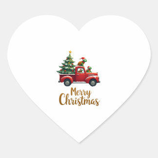 Sea Turtles Driving Christmas Tree Truck Turtle Ch Heart Sticker