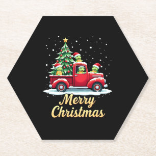 Sea Turtles Driving Christmas Tree Truck Turtle Ch Paper Coaster