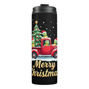 Sea Turtles Driving Christmas Tree Truck Turtle Ch Thermal Tumbler